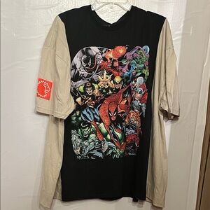 Marvel Black Graphic Tee. This has been reworked and resized so ck measurements.